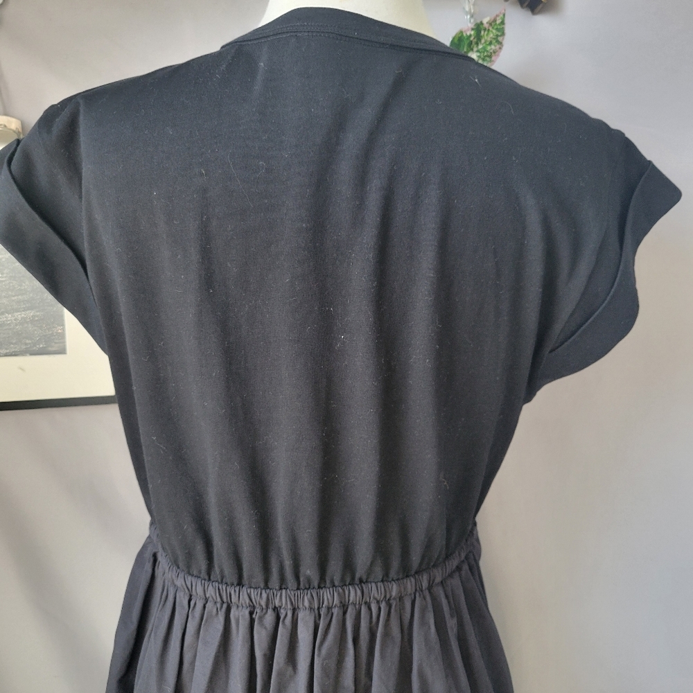 La Ligne Wilhelmina T-Shirt Midi Dress with Shirring Black M - Picture 9 of 13
